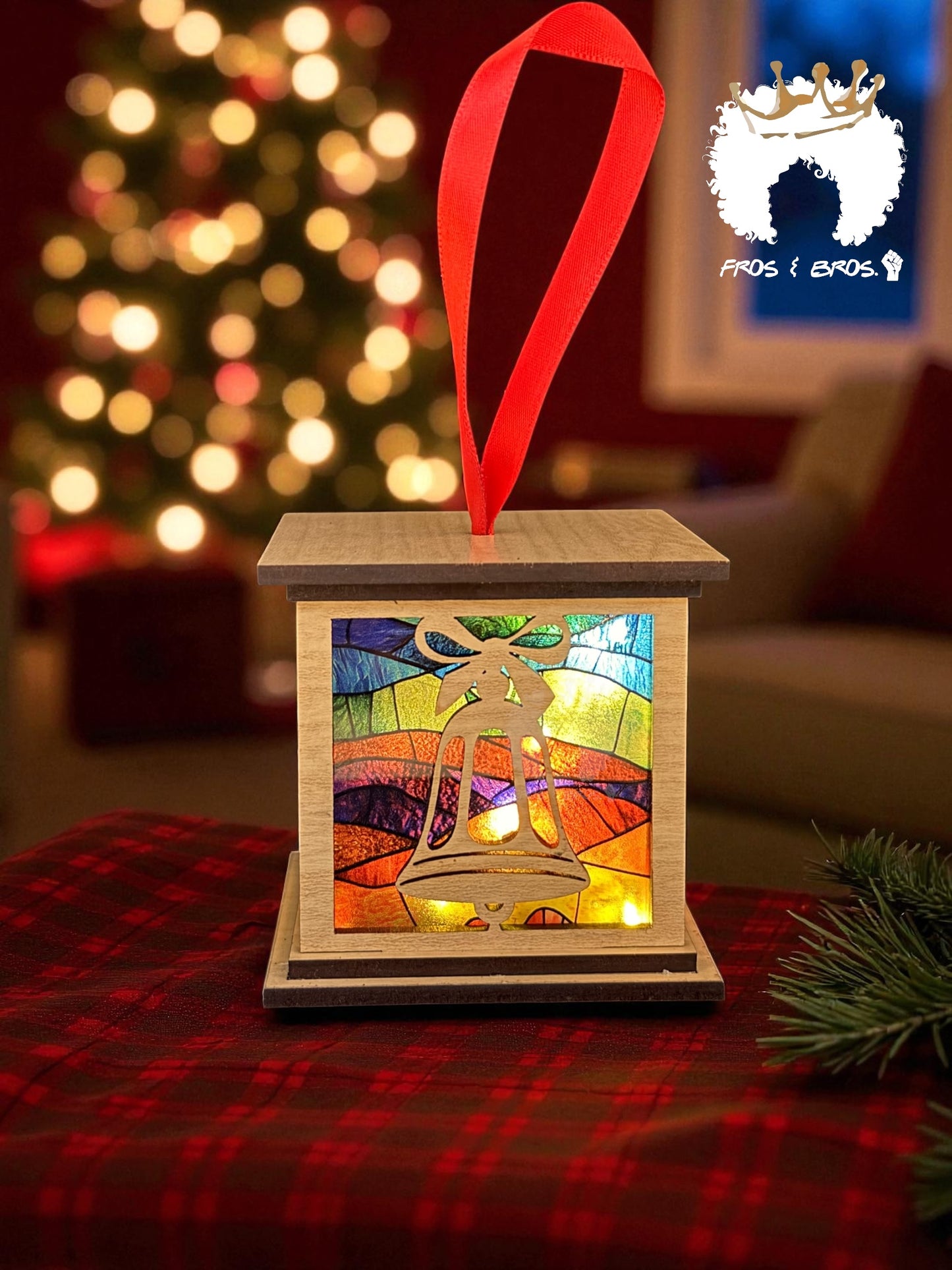 Stained Glass Lantern Ornament – Believe & Bells Edition