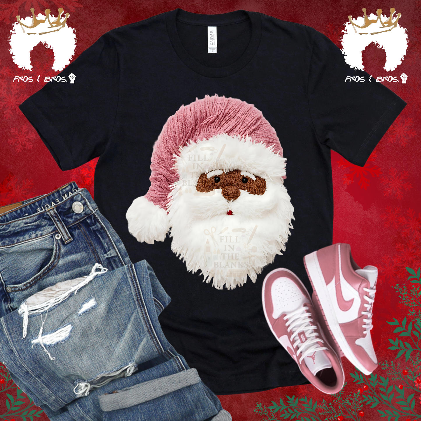 3D Yarn Santa Christmas Tee