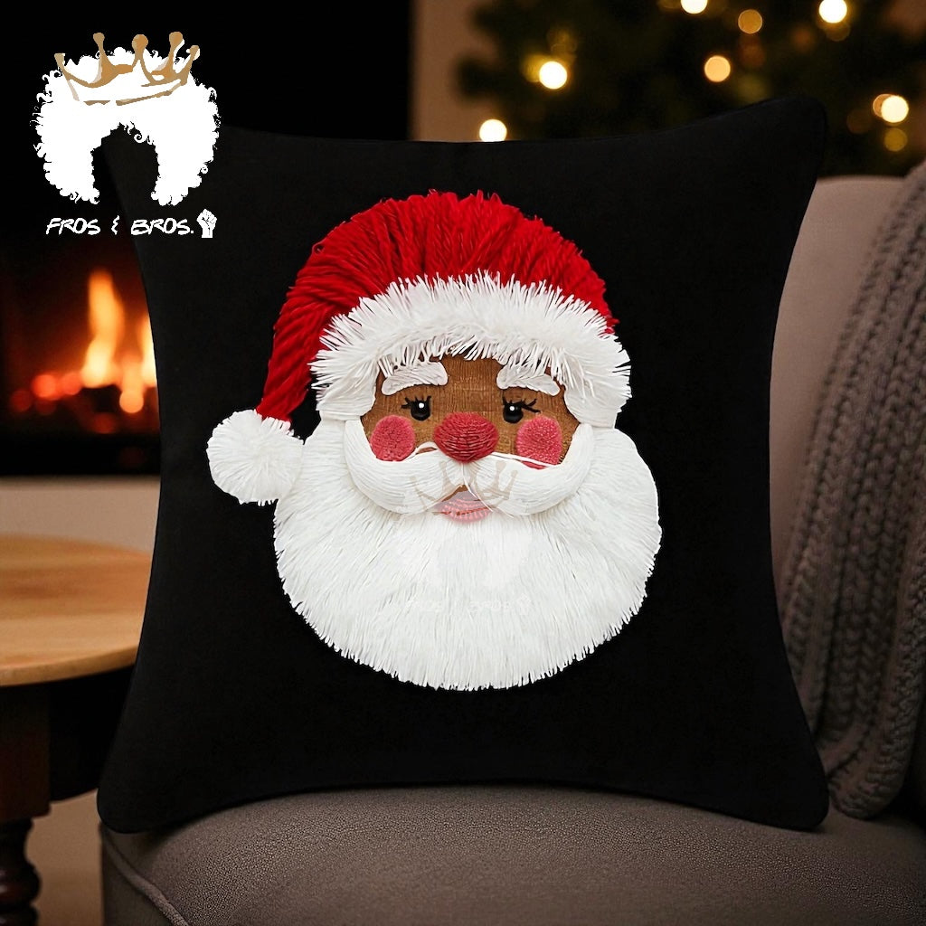 Faux Embroidered Santa Pillow Cover