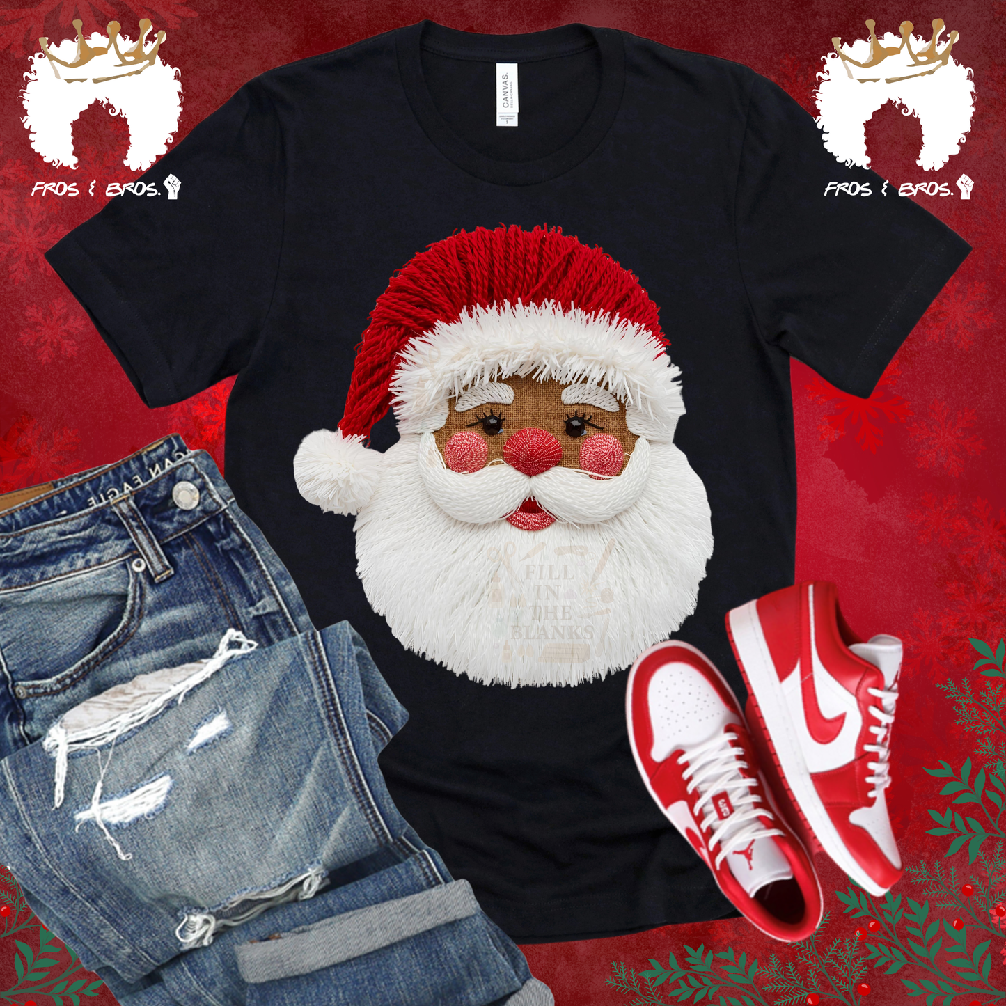3D Yarn Santa Christmas Tee