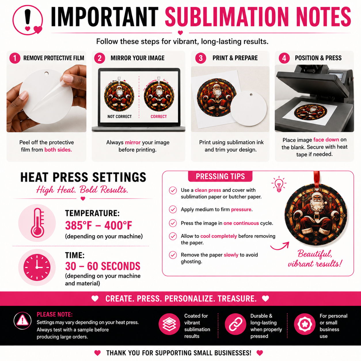 Double-Sided Sublimation Acrylic Ornament Blanks