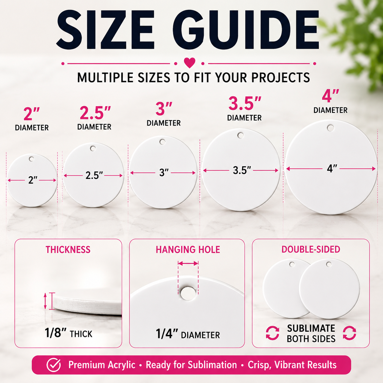 Double-Sided Sublimation Acrylic Ornament Blanks