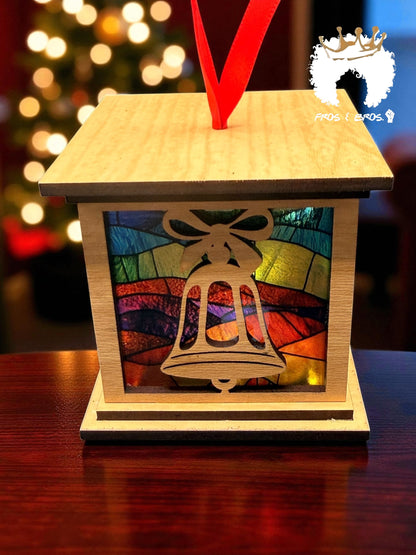 Stained Glass Lantern Ornament – Believe & Bells Edition