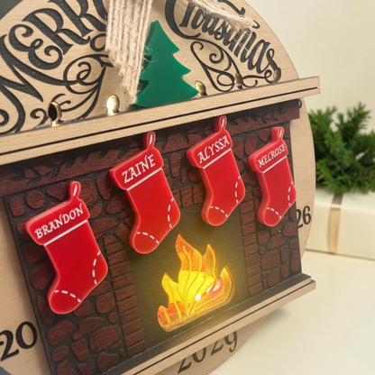 Personalized Light-Up Family Fireplace Christmas Ornament