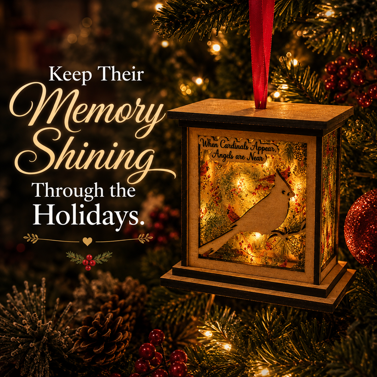 Cardinal Memorial Lantern Ornament