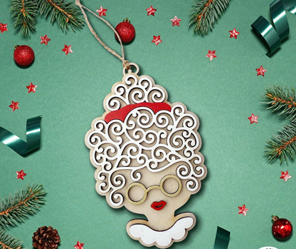 Mrs. Claus Swirly Hair Ornament