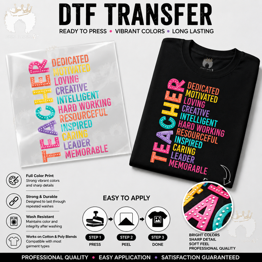 TEACHER Acrostic Word Art DTF Transfer