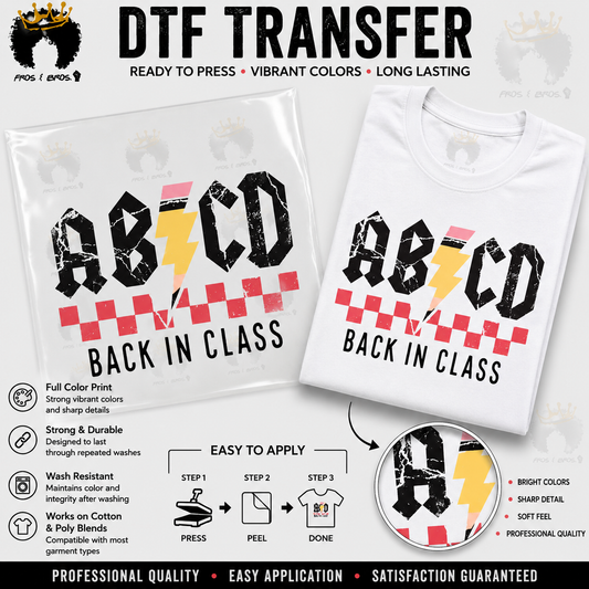 ABCD Back in Class DTF Transfer