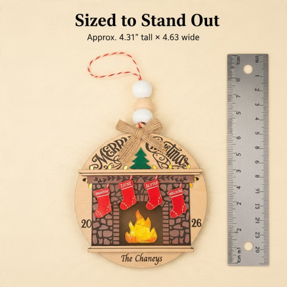 Personalized Light-Up Family Fireplace Christmas Ornament