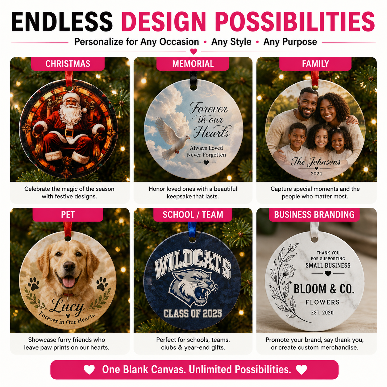 Double-Sided Sublimation Acrylic Ornament Blanks