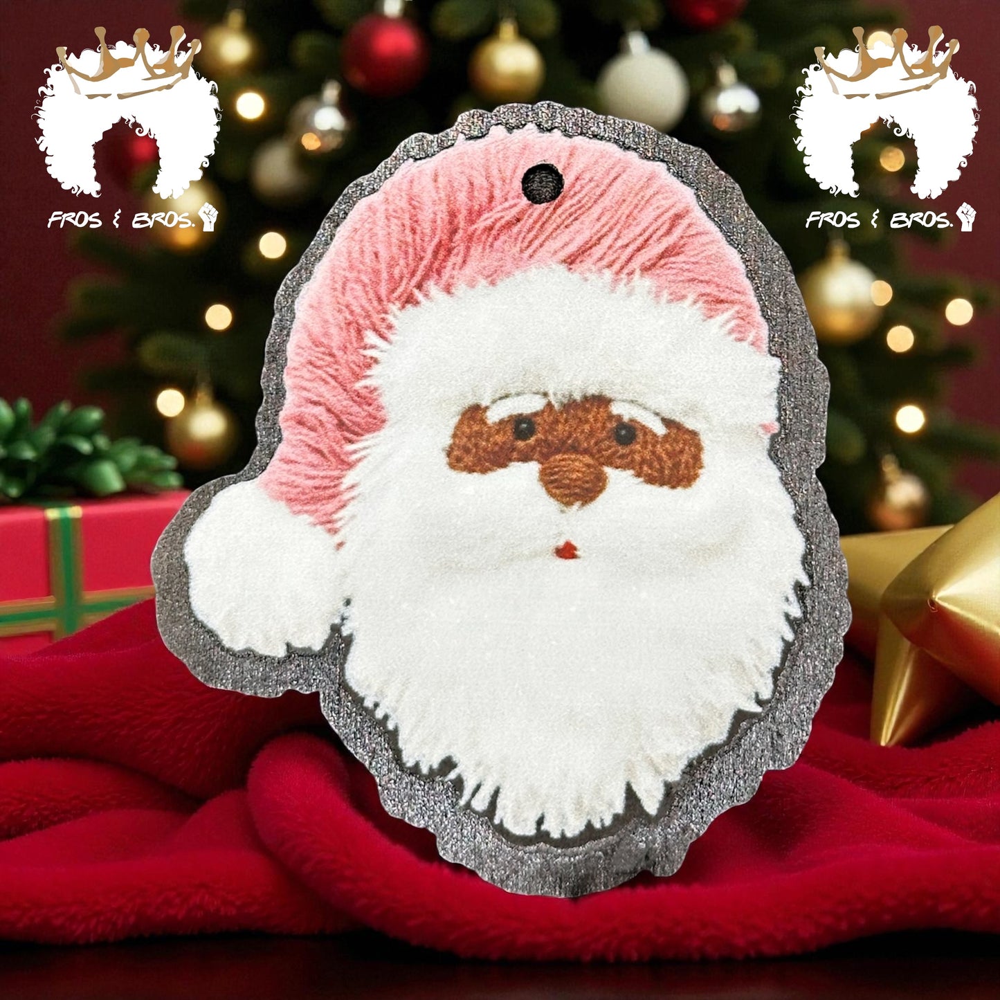 Black Santa Wood Ornament