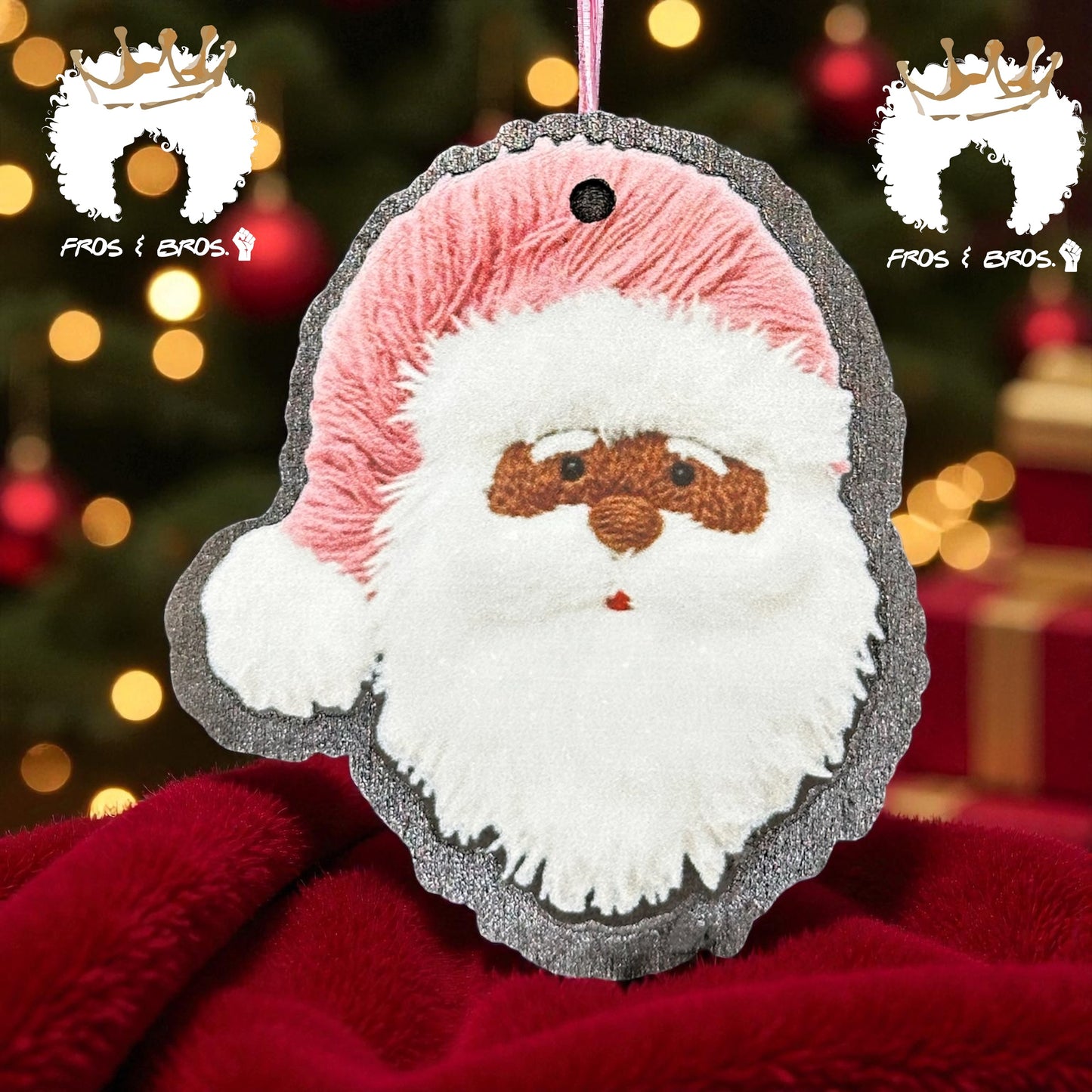 Black Santa Wood Ornament