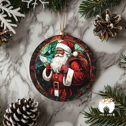 Stained-Glass Santa Double-Sided Ornament